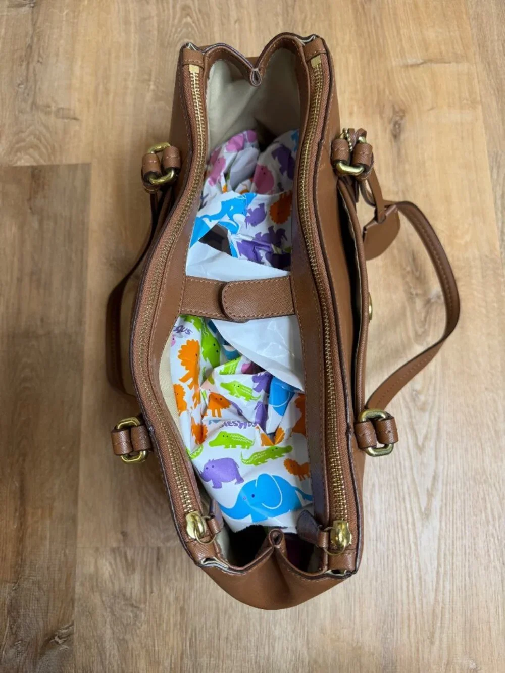 Coach Peyton Leather Jordan Double Zip Carryall Bag F25669 Chestnut EUC - Picture 8 of 12